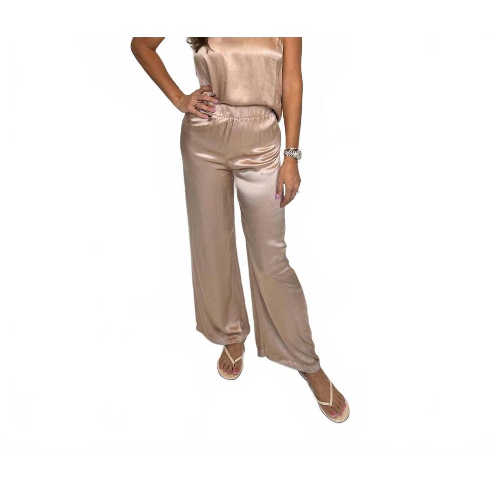 NEW LAMADE cali chill silky wide leg long pant in tan